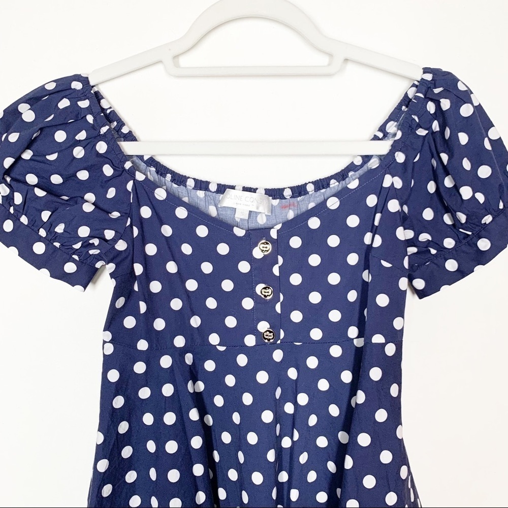 Caroline Constas DINA MINI DRESS polka dot Navy Blue White Size Small - Picture 2 of 6